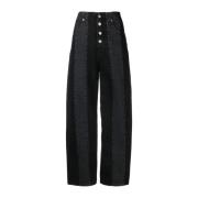 MM6 Maison Margiela Svarta Wide Leg Jeans Black, Dam