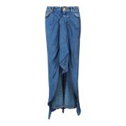 Balmain Jeans i denim med draperad kjol Blue, Dam