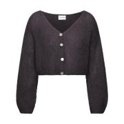 American Dreams Kort Mohair Cardigan Svart Black, Dam