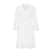 American Dreams Kort Vit Smock Midja Klänning White, Dam