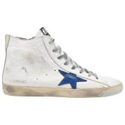 Golden Goose Vita Distressed Läder Blå Stjärna Sneakers White, Herr