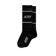 Autry Räfflade Unisex Strumpor med Jacquard Logo Black, Dam