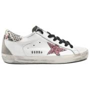 Golden Goose Vit Ros Glitterstjärna Sneakers White, Dam