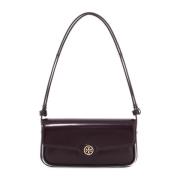 Tory Burch Axelväska i borstat läder Purple, Dam