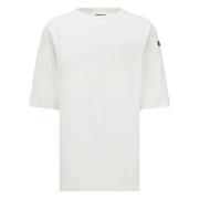 Moncler Vit Crewneck T-shirt med Patch Logo White, Herr