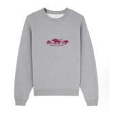 Maison Kitsuné Broderad bomullssweatshirt med rund hals Gray, Herr