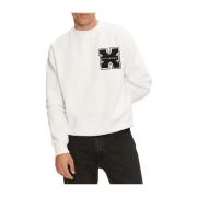 Richmond Vit Palmis Sweatshirt Casual Sportig Look White, Herr