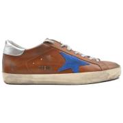 Golden Goose Brun Blå Stjärna Sneakers Superstar Stil Brown, Herr