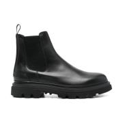 Woolrich Svarta Läder Slip-On Stövlar Black, Herr