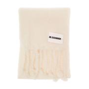 Jil Sander Lyxig Mohair Blandning Vinterscarf White, Dam