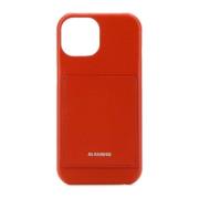 Jil Sander Rött läder iPhone-fodral Red, Dam