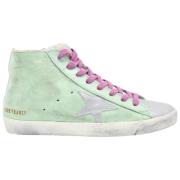 Golden Goose Olive and Silver Laminated Star Sneakers Green, Dam