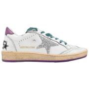 Golden Goose Vit Silver Glitter Stjärna Lila Sneakers White, Dam