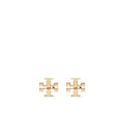 Tory Burch Gyllene Double T Studs Beige, Dam