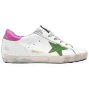 Golden Goose Superstar White Green Star Sneakers White, Dam