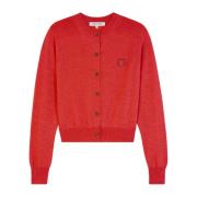 Maison Kitsuné Broderad Logotyp Merinoull Kofta Red, Dam