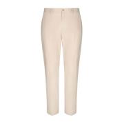 Dolce & Gabbana Tapered Bomulls Chinos med Logo Plaque Beige, Herr