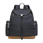 Bally Nylon ryggsäck med läderdetaljer Blue, Herr