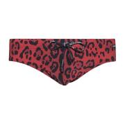 Dolce & Gabbana Leopard Print Swim Briefs Red, Herr