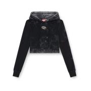 Diesel Sliten Jersey Hoodie med Ovalt Logo Black, Dam