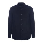 Emporio Armani Regular Fit Bomull Skjorta Marinblå Logo Blue, Herr