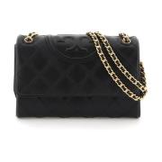 Tory Burch Präglad diamantquiltad axelväska Black, Dam