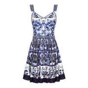 Dolce & Gabbana Maiolica Print Midi Klänning Blue, Dam