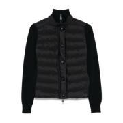 Moncler Svart Quiltad Ull och Nylon Jacka Black, Dam