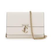 Jimmy Choo Varenne Läder Crossbody-väska med Kristallmonogram White, D...