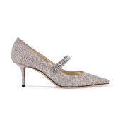 Jimmy Choo Glittriga Bing Pumps med Kristallrem Gray, Dam