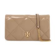 Tory Burch Quiltad Mini Crossbody-väska med Dubbel T-detalj Beige, Dam