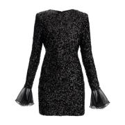 Rotate Birger Christensen Paljett Mesh Mini Klänning med Cut-Out Black...