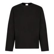 Calvin Klein Räfflad crew-neck tröja med sidslitsar Black, Herr