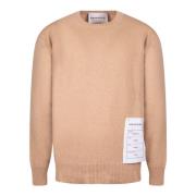 Amaránto Hasselnöt Crew Neck Sweater med Rips Brown, Herr