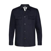 Profuomo Stickad Navy Overshirt Blue, Herr