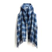 Woolrich Rutig Huva Alpacka Sjal Blue, Dam