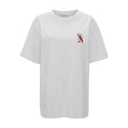 JW Anderson Broderat motiv rund hals t-shirt White, Herr