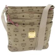 MCM Pre-owned Pre-owned Canvas axelremsvskor Beige, Dam