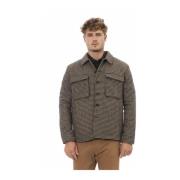 Alpha Studio Houndstooth Skjortjacka med Fickor Brown, Herr