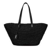 Yves Saint Laurent Vintage Pre-owned Raffia axelremsvskor Black, Dam