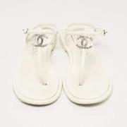 Chanel Vintage Pre-owned Laeder sandaler White, Dam