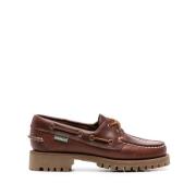 Sebago Bruna platta skor med logopatch Brown, Dam