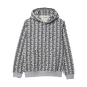 Lacoste Monogram Hoodie Grå Tröja Gray, Herr