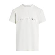 Calvin Klein Logo Upprepa Tee Urban Stil Beige, Herr