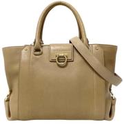 Salvatore Ferragamo Pre-owned Pre-owned Laeder handvskor Beige, Dam