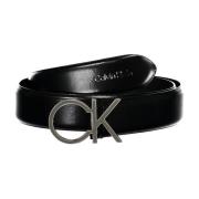 Calvin Klein Omvändbar Läderbälte Svart/Brunt Metallspänne Black, Herr