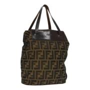 Fendi Vintage Pre-owned Canvas handvskor Brown, Dam