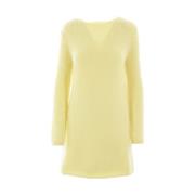 Blumarine Hjärtklippt Stickad Klänning Yellow, Dam