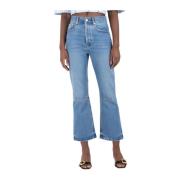 Jacquemus Högmidjade Utställda Cropped Jeans Blue, Dam