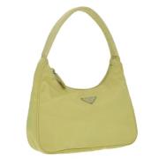 Prada Vintage Pre-owned Nylon handvskor Yellow, Dam